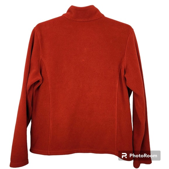 L.L. Bean Men's XL Reg Fleece 1/4 Snap Pullover Sweater Jacket Poly Burnt Orange - Picture 5 of 7